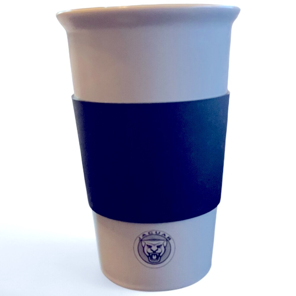 Jaguar Ceramic Travel Mug with Silicone Grip – 5 ½” Tall